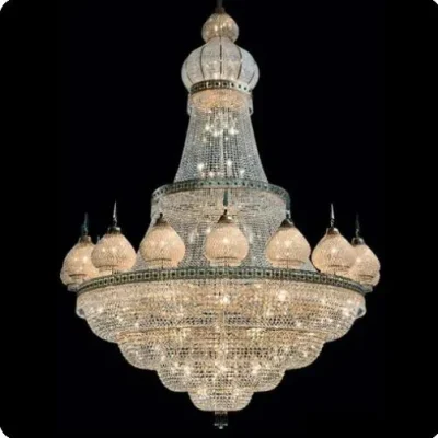 Illuminazione a sospensione con lampadario di cristallo antico di grande stile islamico personalizzato di lusso di prezzo di fabbrica